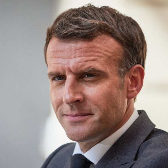 Le président de la République française, Emmanuel Macron et la chancelière allemande lors d'une conférence de presse conjointe en visioconférence au palais de l'Elysée à Paris, France, le 31 mai 2021. © Cyril Moreau/Bestimage 