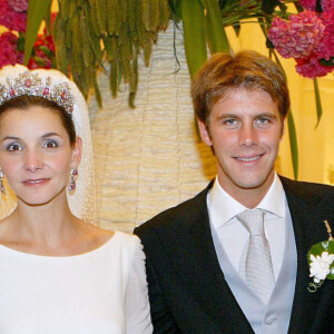 Johnny et Laeticia Hallyday au mariage du prince Emmanuel Philibert de Savoie et Clotilde Courau, à Rome, en 2003.