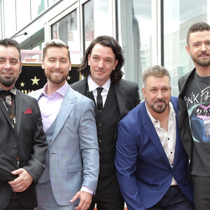 Justin Timberlake, JC Chasez, Chris Kirkpatrick, Joey Fatone, Lance Bass - Les membres du groupe NSYNC reçoivent leur étoile sur le Walk of Fame à Hollywood. Le 30 avril 2018.