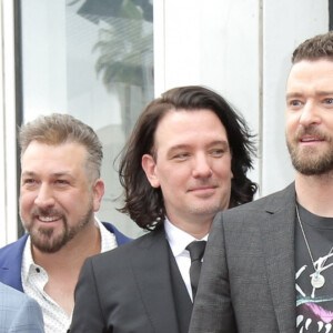Justin Timberlake, JC Chasez, Chris Kirkpatrick, Joey Fatone, Lance Bass - Les membres du groupe NSYNC reçoivent leur étoile sur le Walk of Fame à Hollywood. Le 30 avril 2018.