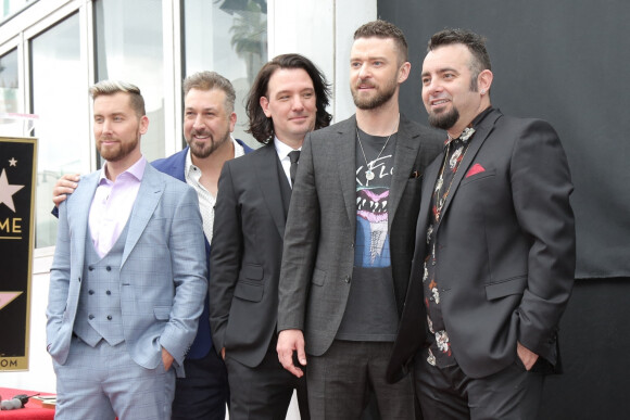 Justin Timberlake, JC Chasez, Chris Kirkpatrick, Joey Fatone, Lance Bass - Les membres du groupe NSYNC reçoivent leur étoile sur le Walk of Fame à Hollywood. Le 30 avril 2018.