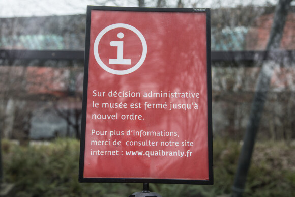 Le Musée du Quai Branly est fermée à cause de l'épidémie de coronavirus (COVID-19) , à Paris 14 Mars 2020. Les lieux touristiques de Paris désertés © Jérémy Melloul / Bestimage