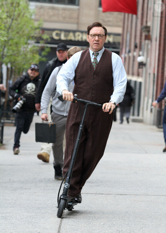 Kevin Spacey sur le tournage du film "Rebel in the Rye" à New York le 5 mai 2016. © CPA/Bestimage