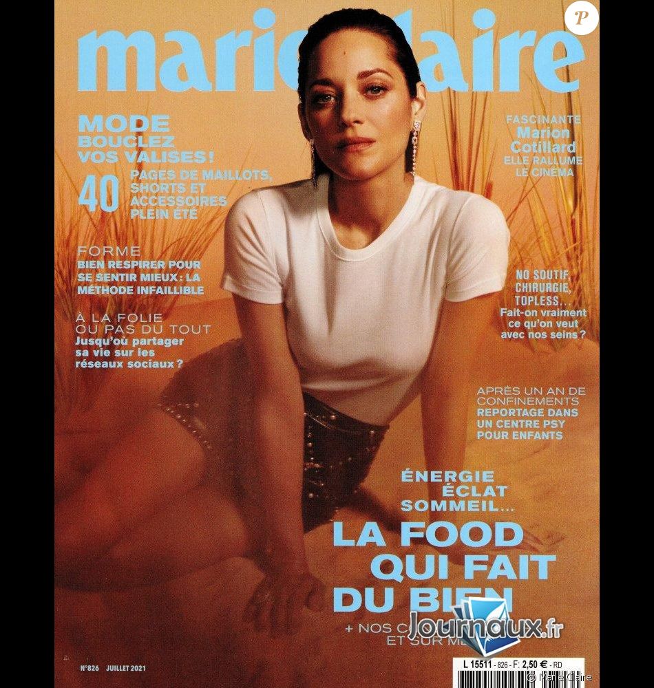 Marion Cotillard en couverture du magazine "Marie Claire" du mois de juillet 2021.