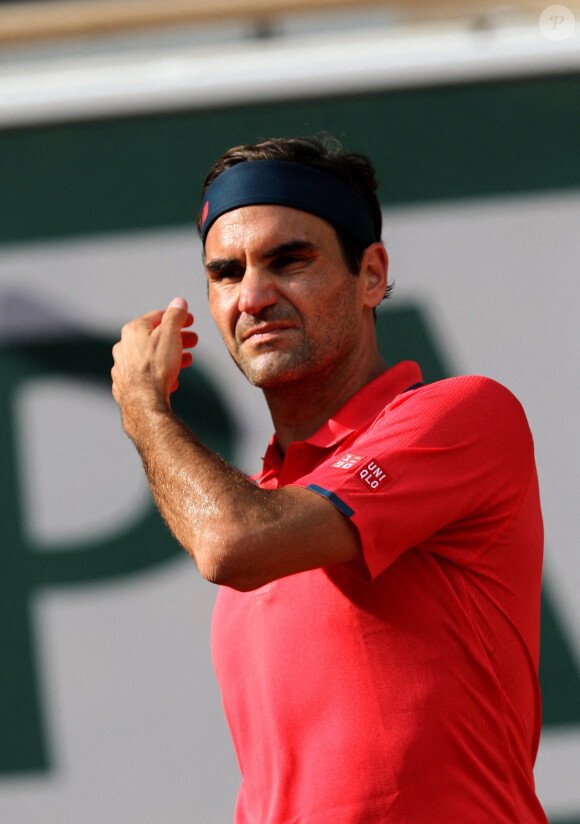 Roger Federer, vainqueur du 2ème tour, lors du tournoi de tennis de Roland Garros à Paris. Le 3 juin 2021. © Dominique Jacovides / Bestimage