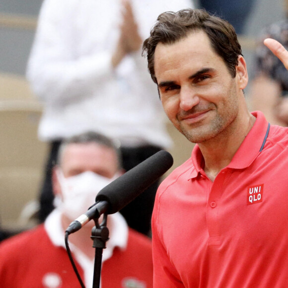 Roger Federer, vainqueur du 2ème tour, lors du tournoi de tennis de Roland Garros à Paris. Le 3 juin 2021. © Dominique Jacovides / Bestimage