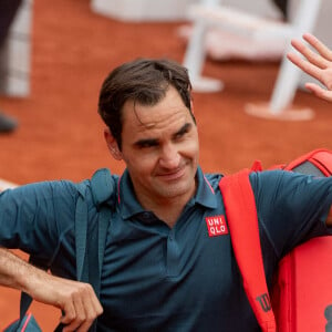 Roger Federer au premier tour du tournoi de tennis de l'Open de Genève le 18 mai 2021. © Thomas Roulin / Bestimage