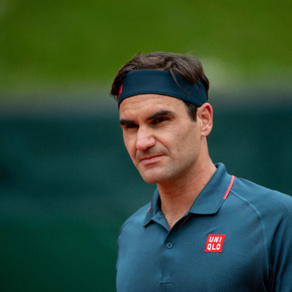 Roger Federer au premier tour du tournoi de tennis de l'Open de Genève le 18 mai 2021. © Thomas Roulin / Bestimage