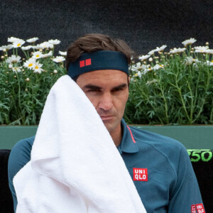 Roger Federer au premier tour du tournoi de tennis de l'Open de Genève le 18 mai 2021. © Thomas Roulin / Bestimage