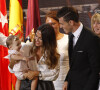 Gareth Bale, sa femme Emma Rhys-Jones et leur fille Alba à Madrid, le 2 septembre 2013.