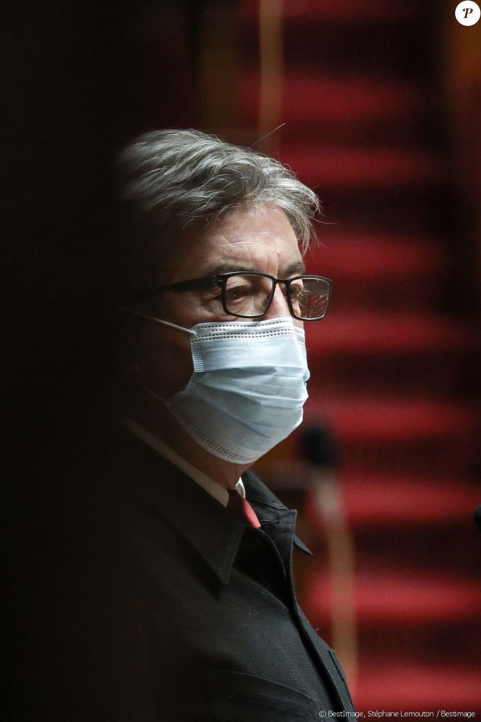 Jean-Luc Mélenchon, président et député du parti La France Insoumise - Projet de loi portant sur la lutte contre le dérèglement climatique et renforcement de la résilience face à ses effets, à l'Assemblée Nationale, Paris, France, le 29 mars 2021. © Stéphane Lemouton / Bestimage