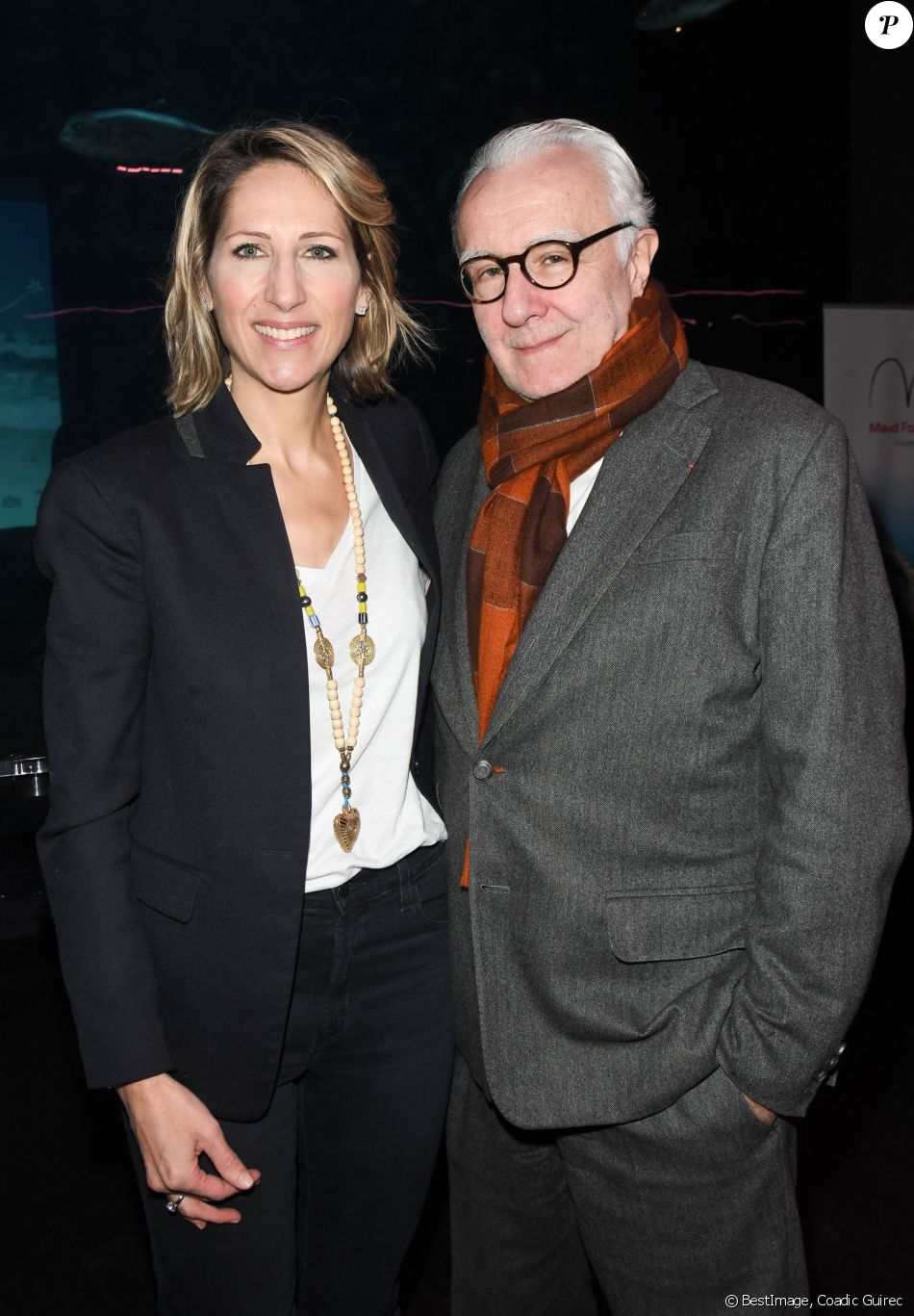 Maud Fontenoy, Alain Ducasse lors du lancement de la mission "Classe des mers" à l'aquarium de Paris avec la fondation Maud Fontenoy le 6 février 2020. © Coadic Guirec / Bestimage