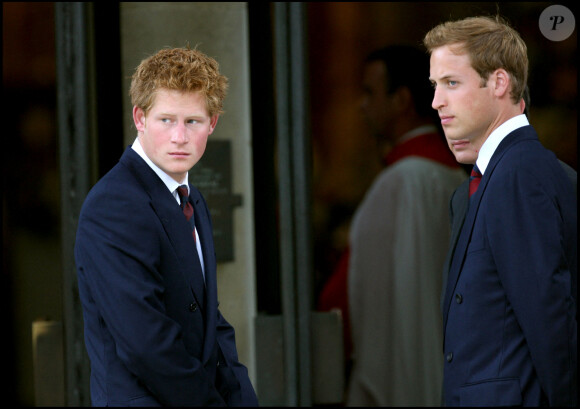 Le prince William et son frère le prince Harry lors du 10e anniversaire de la mort de Diana, à Londres, en 2007.