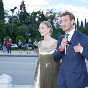 Beatrice Borromeo et son mari Pierre Casiraghi - Arrivées au défilé de mode Dior Cruise 2022 au stade Panathenaic à Athènes. Le 17 juin 2021