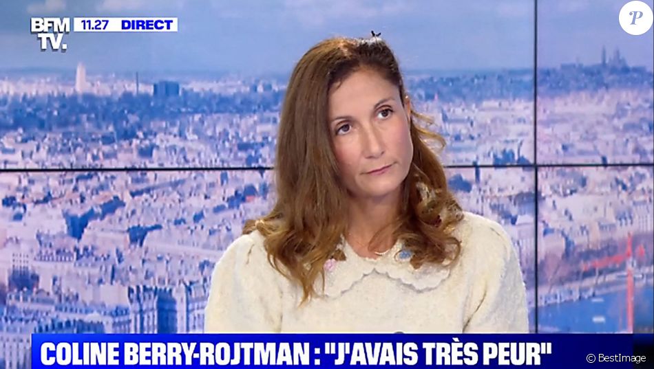 Coline Berry-Rojtman, fille de Richard Berry, invitée de BFMTV dans l'émission de Bruce Toussaint. Le 4 mars 2021. © Capture TV BFMTV via Bestimage
