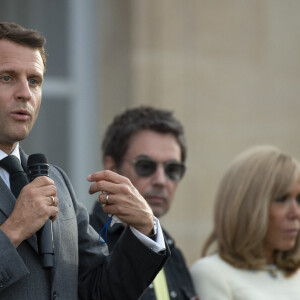 Emmanuel Macron, Brigitte Macron et Jean-Michel Jarre - Fête de la musique 2021 au palais de l'Elysée à Paris, le 21 avril 2021. © Eliot Blondet/Pool/Bestimage