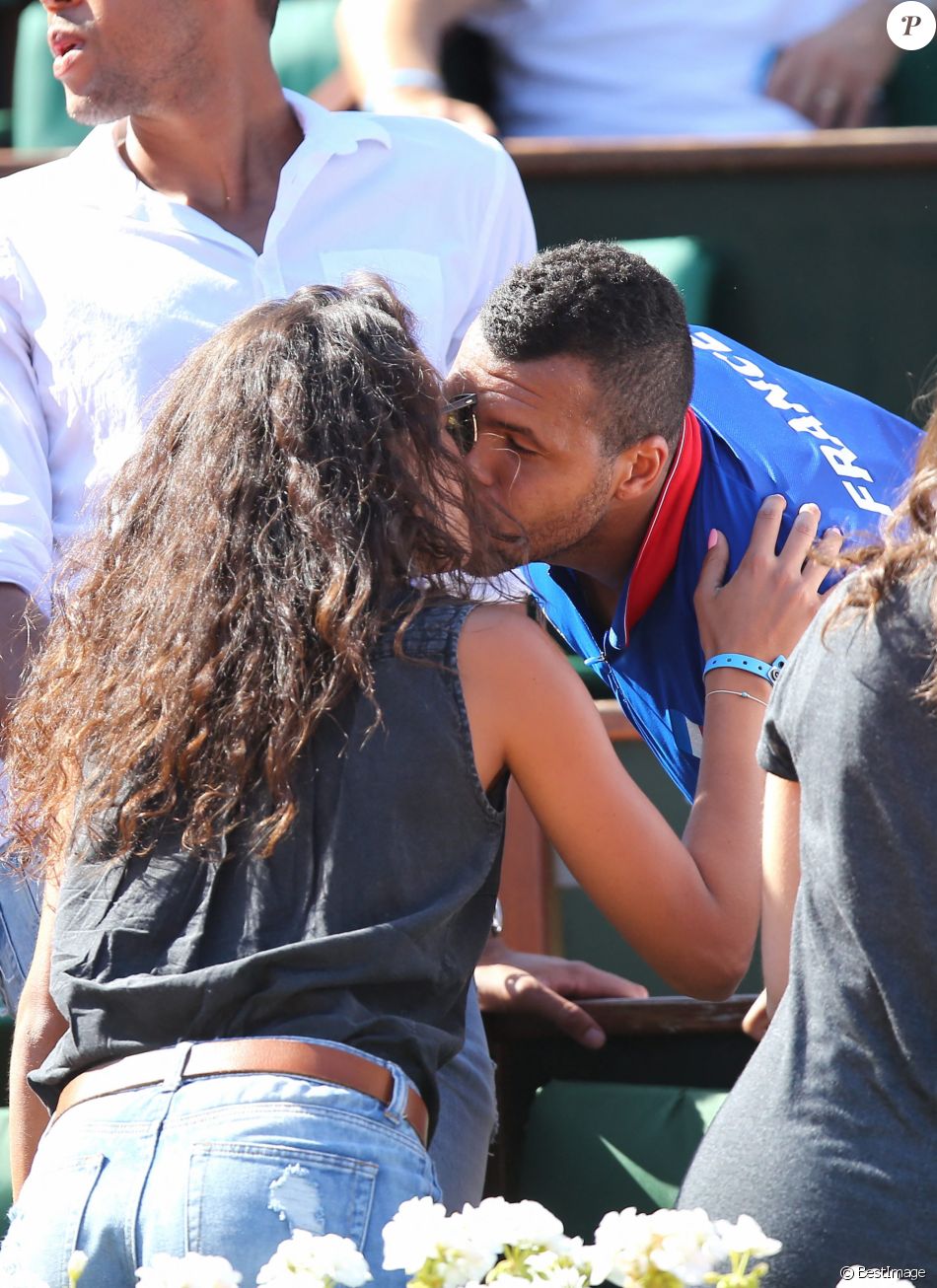 Jo-Wilfried Tsonga et sa compagne Noura Paris le 12 Septembre 2014 Demi-finale de la Coupe Davis entre la France et la Republique Tchèque à Roland-Garros