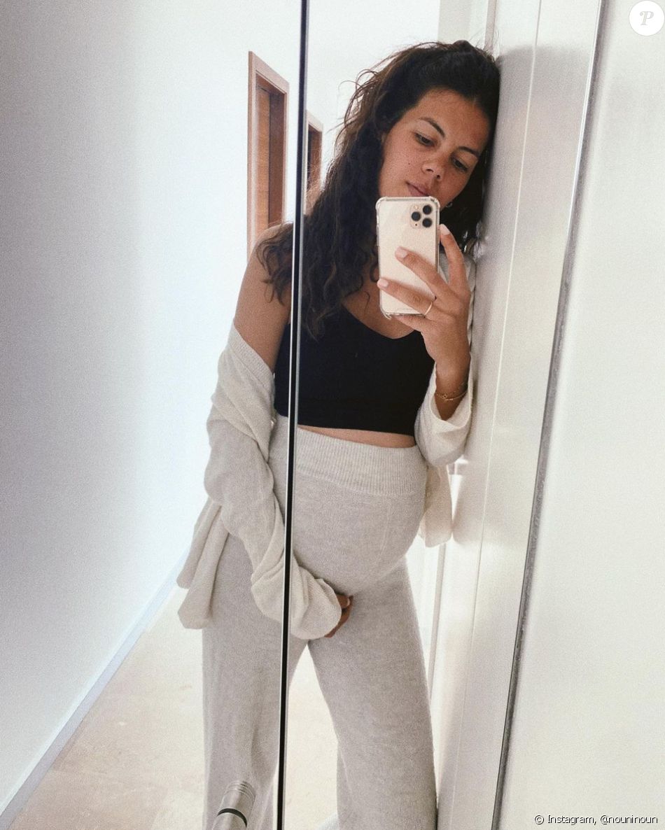 Noura, l'épouse de Jo-Wilfried Tsonga, enceinte de leur deuxième enfant. Avril 2021.