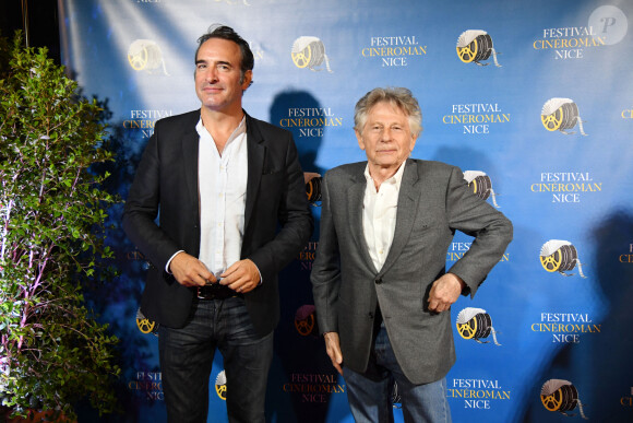 Jean Dujardin et Roman Polanski durant la soirée de clôture de la 1ere édition du Festival Ciné Roman à Nice le 26 octobre 2019. © Bruno Bebert / Bestimage