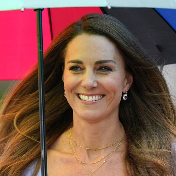 Catherine (Kate) Middleton, duchesse de Cambridge, arrive au palais de Kensington à Londres, Royaume Uni, le 18 juin 2021, pour une réception pour les parents d'utilisateurs d'un centre pour la petite enfance, le jour du lancement du Royal Foundation Centre for Early Childhood.