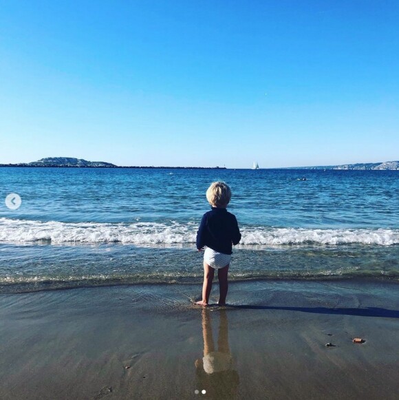 Elodie Varlet est allée à la plage avec ses fils Marcus (5 ans) et Solal (2 ans). Marseille, janvier 2020.