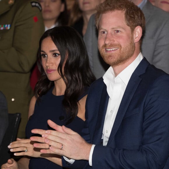 Meghan Markle, duchesse de Sussex (enceinte), le prince Harry, duc de Sussex lors d'une réception au War Memorial Museum à Auckland, Nouvelle Zélande.