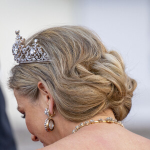 Le roi Willem-Alexander et la reine Maxima des Pays-Bas lors du dîner d'Etat organisé en leur honneur au Château de Bellevue, dans le cadre de leur visite officielle de 3 jours en Allemagne. Berlin, le 5 juillet 2021.