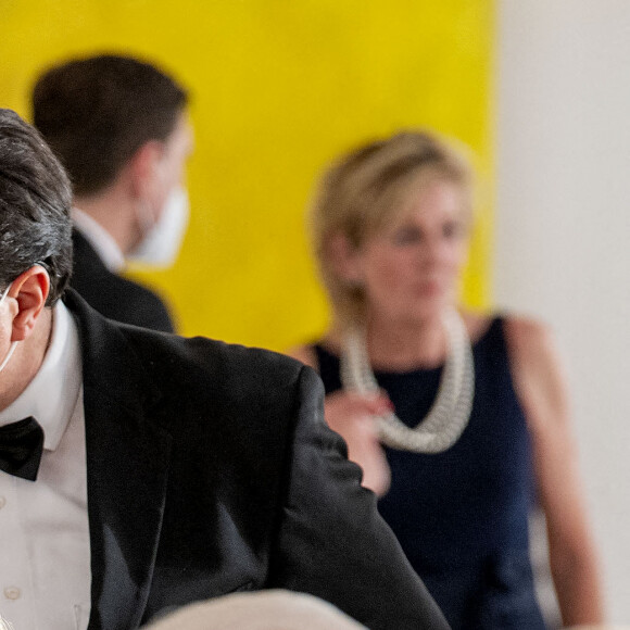 Le roi Willem-Alexander et la reine Maxima des Pays-Bas lors du dîner d'Etat organisé en leur honneur au Château de Bellevue, dans le cadre de leur visite officielle de 3 jours en Allemagne. Berlin, le 5 juillet 2021.