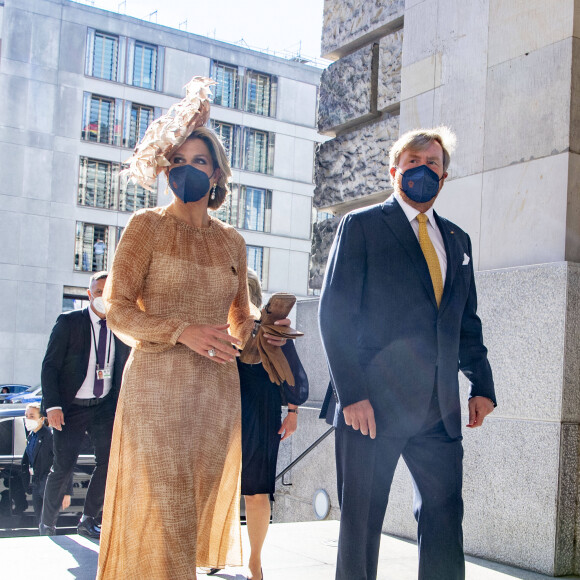 Le roi Willem-Alexander et la reine Maxima des Pays-Bas visitent le Bundestag dans le cadre de leur visite d'état de trois jours en Allemagne, le 6 juillet 2021.