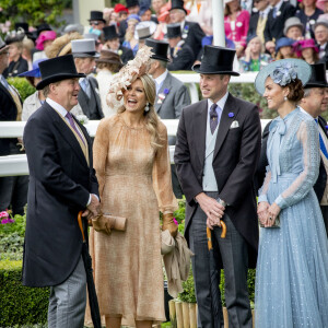 Catherine (Kate) Middleton, duchesse de Cambridge, le prince William, duc de Cambridge, le roi Willem-Alexander des Pays-Bas, la reine Maxima des Pays-Bas - La famille royale britannique et les souverains néerlandais lors de la première journée des courses d'Ascot 2019, à Ascot, Royaume Uni, le 18 juin 2019.