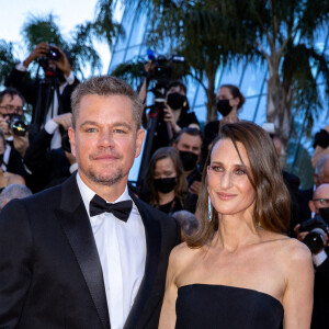 Matt Damon et Camille Cottin lors de la montée des marches du film " Stillwater " au 74ème Festival International du Film de Cannes. Le 8 juillet 2021 © Borde-Jacovides-Moreau / Bestimage