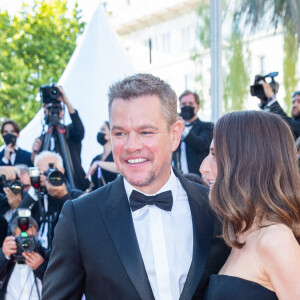 Matt Damon et Camille Cottin lors de la montée des marches du film " Stillwater " au 74ème Festival International du Film de Cannes. Le 8 juillet 2021 © Borde-Jacovides-Moreau / Bestimage