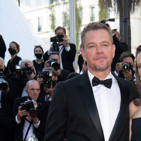 Matt Damon et Camille Cottin lors de la montée des marches du film " Stillwater " au 74ème Festival International du Film de Cannes. Le 8 juillet 2021