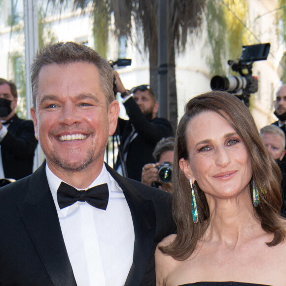 Matt Damon et Camille Cottin lors de la montée des marches du film " Stillwater " au 74ème Festival International du Film de Cannes. Le 8 juillet 2021