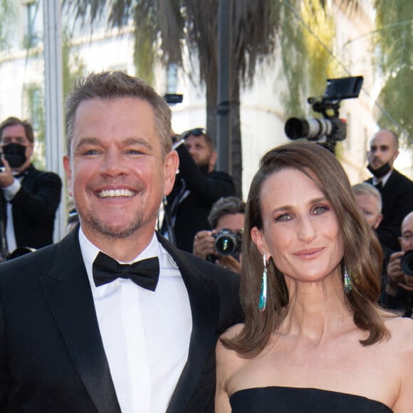 Matt Damon et Camille Cottin lors de la montée des marches du film " Stillwater " au 74ème Festival International du Film de Cannes. Le 8 juillet 2021