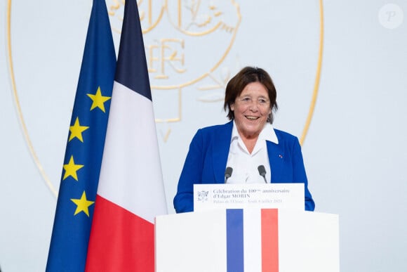 Catherine Brechignac - Le président de la République française, Emmanuel Macron reçoit le sociologue Edgar Morin, à l'occasion de ses 100 ans, au palais de l'Elysée à Paris, France, le 8 juillet 2021. © Jacques Witt/Pool/Bestimage 