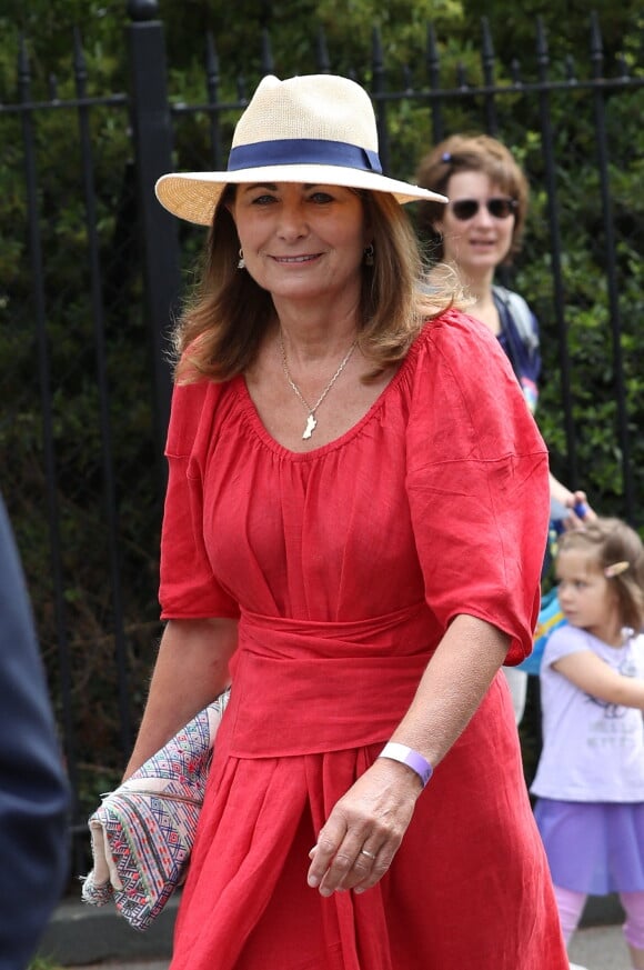 Carole Middleton au tournoi de Wimbledon à Londres, le 9 juillet 2021.
