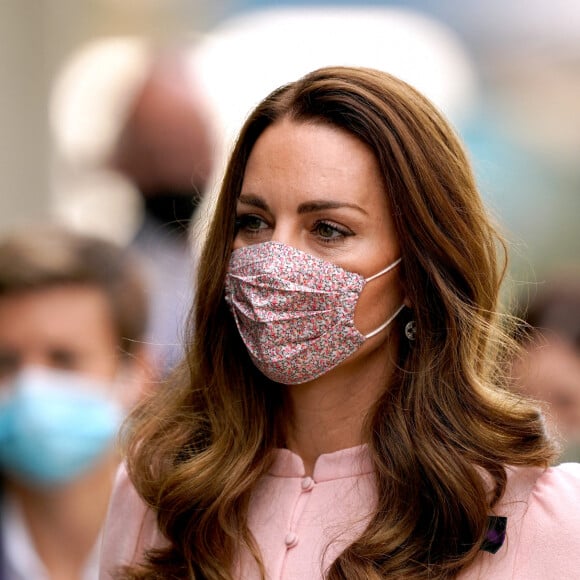 Kate Middleton, visage masquée, arrive à Wimbledon pour assister à la finale simple messieurs handicapés de Wimbledon, entre Joachim Gerard et Gordon Reid. Londres, le 11 juillet 2021.