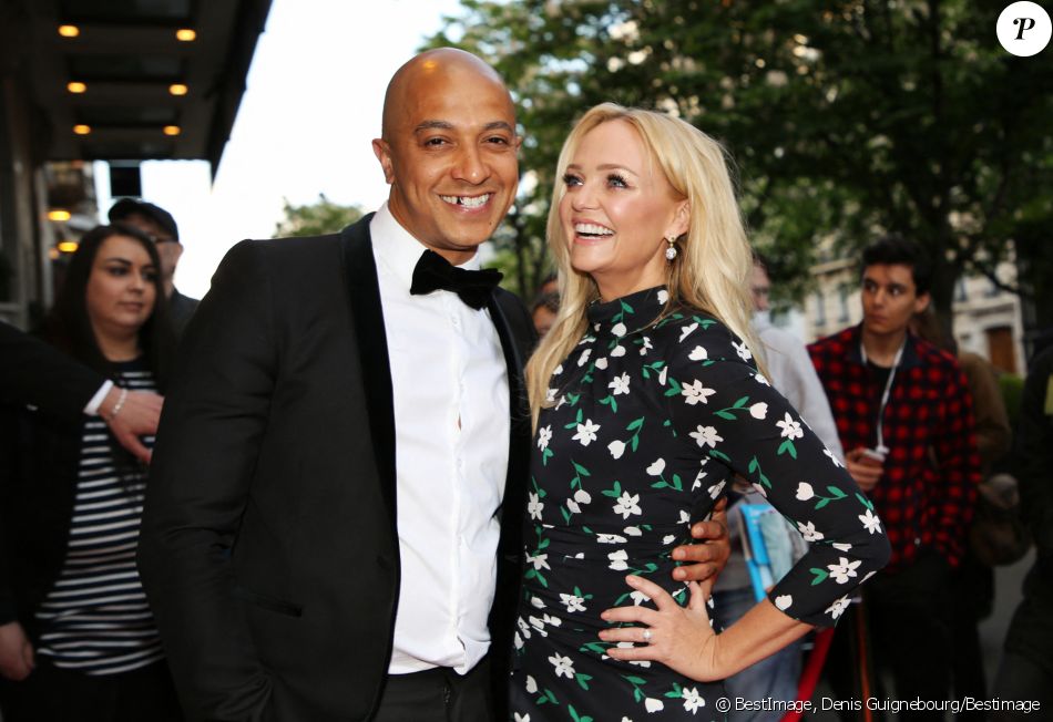 Emma Bunton et son compagnon Jade Jones arrivent à la 9ème édition du "Global Gift Gala" à l'hôtel Four Seasons George V à Paris. © Denis Guignebourg/Bestimage