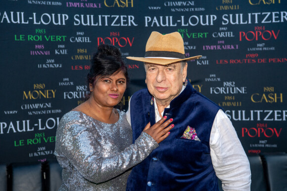Exclusif - Paul-Loup Sulitzer et sa compagne Supriya Answya Devi Rathoar - Paul-Loup Sulitzer a fêté son 74ème anniversaire au VIP Room de Saint-Tropez. Le 22 juillet 2020 © Patrick Carpentier / Bestimage