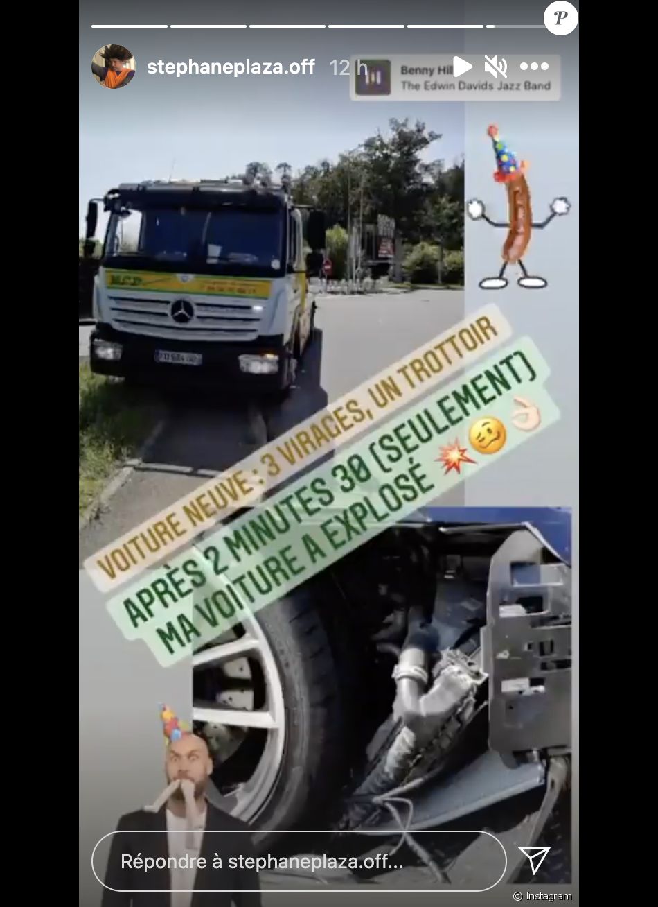 Stéphane Plaza victime d'un accident de voiture, en juillet 2021 sur Instagram.