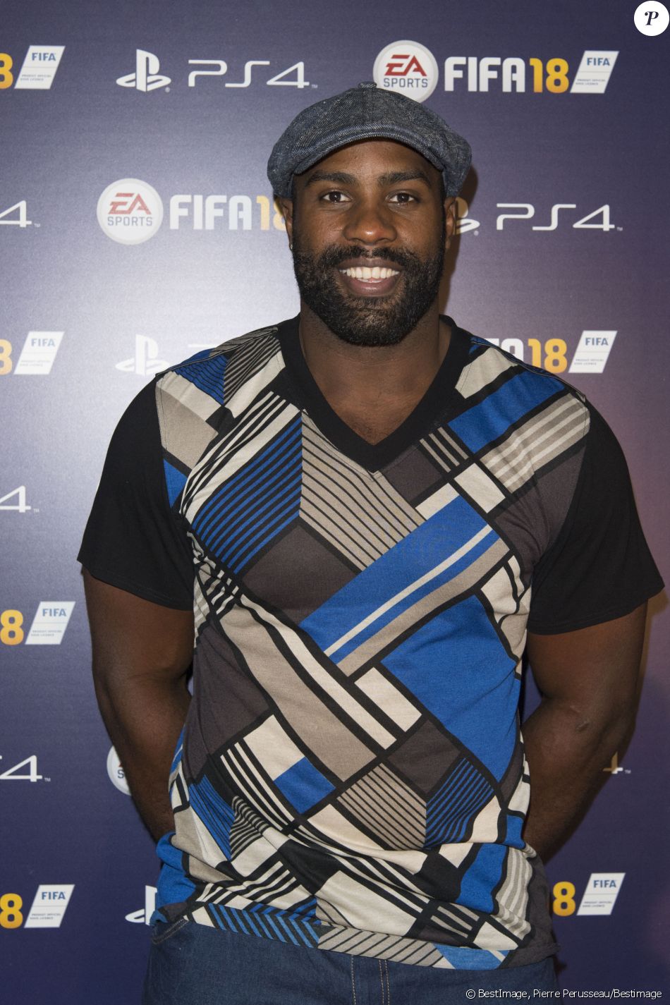 Teddy Riner - Lancement du jeu vidéo de football FIFA 18 (FIFA 2018) à l'établissement public de coopération culturelle parisien "CentQuatre" à Paris, France, le 25 septembre 2017. © Pierre Perusseau/Bestimage