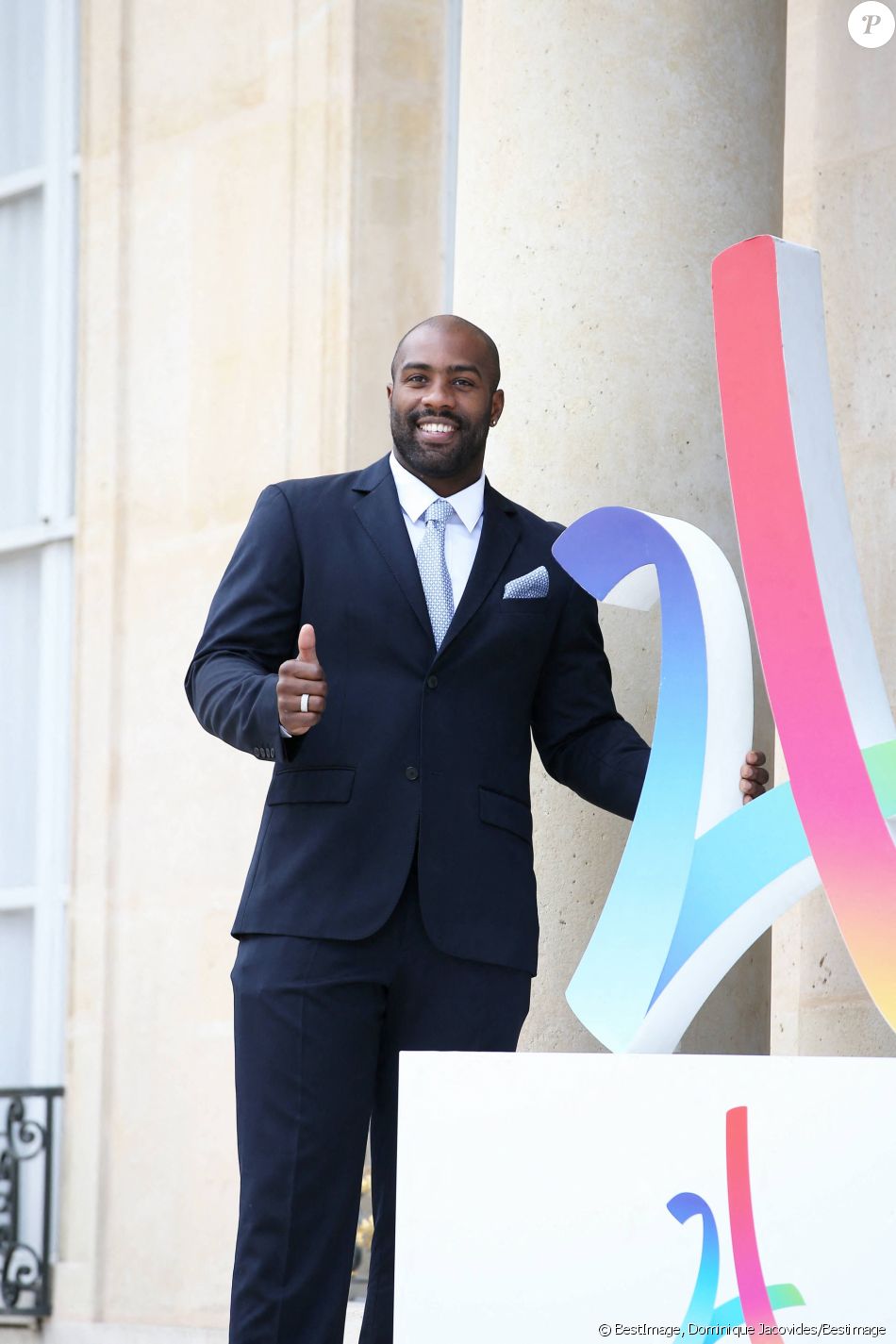 Teddy Riner - Le président de la République française a reçu les membres de la délégation française de Paris2024 ainsi que ses deux prédécesseurs au palais de l'Elysée à Paris, France, le 16 septembre 2017. © Dominique Jacovides/Bestimage