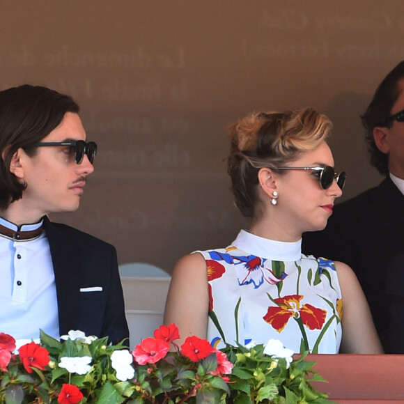 Jazmin Grace Grimaldi (la fille du prince Albert II de Monaco), son compagnon Ian Mellencamp, le prince Albert II de Monaco en tribune lors du Rolex Monte-Carlo Masters 2018 à Roquebrune Cap Martin le 19 avril 2018. © Bruno Bebert / Bestimage