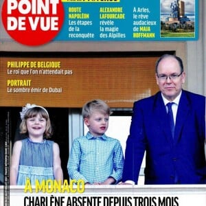 Le prince Albert et ses enfants Jacques et Gabriella dans le magazine "Point de vue" du 21 juillet 2021.