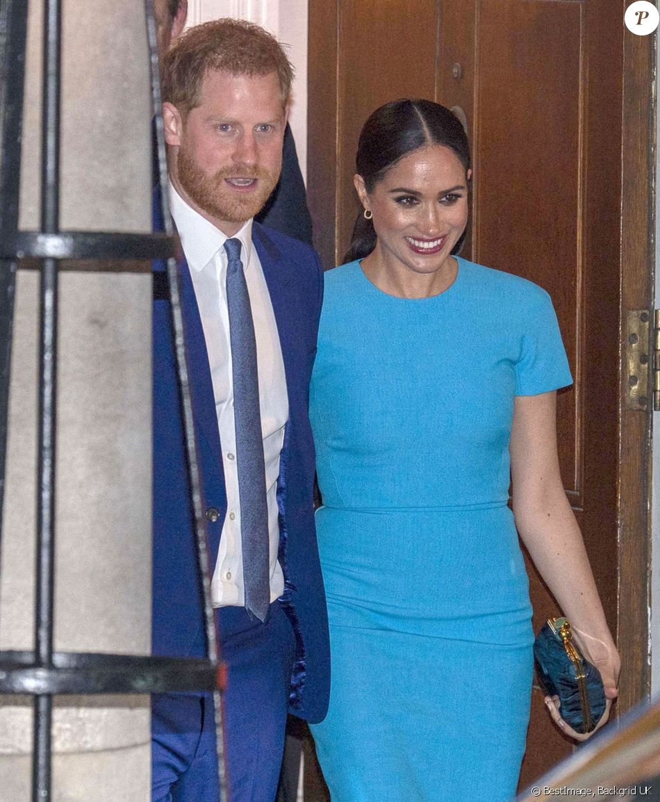 Le prince Harry, duc de Sussex, et Meghan Markle, duchesse de Sussex à la sortie de la cérémonie des Endeavour Fund Awards au Mansion House à Londres, Royaume Uni, le 5 mars 2020.