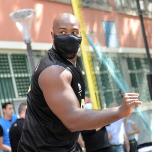 Teddy Riner - Lancement du "Club Paris 2024" avec un tournoi de basket à 4 ans, jour pour jour du début des Jeux Olympiques, le 26 juillet 2020 à Paris. © Veeren/Bestimage 