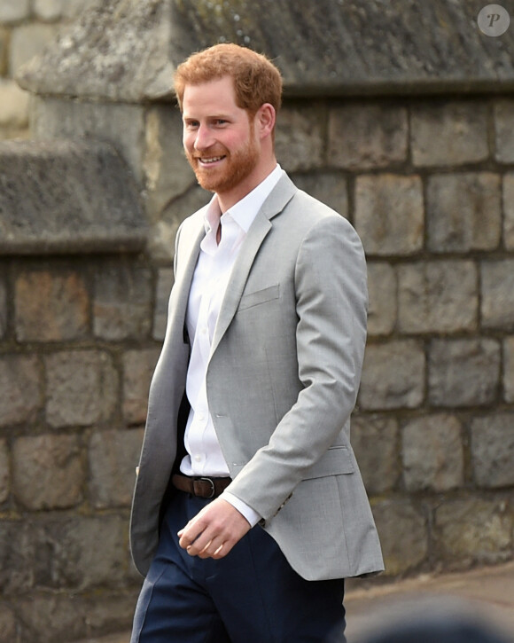 Le prince William, duc de Cambridge et le prince Harry arrivent au château de Windsor à la veille du Mariage Royal le 18 mai 2018.