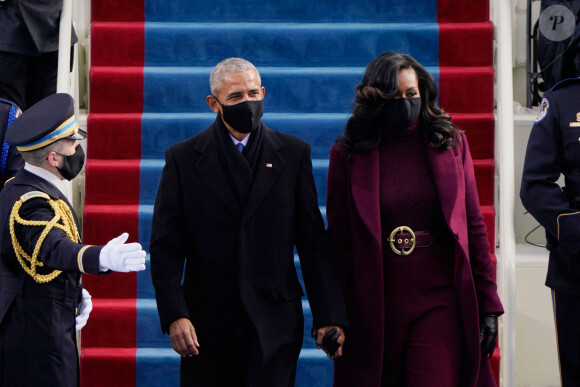 Barack et Michelle Obama - Cérémonie d'investiture du 46ème président des Etats-Unis J.Biden et de la vice-présidente K.Harris au Capitole à Washington le 20 janvier 2021.
