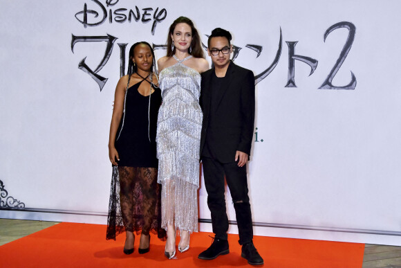 Zahara Jolie-Pitt, Angelina Jolie et Maddox Jolie-Pitt à la première du film "Maléfique : Le Pouvoir du mal" au Roppongi Hills Arena à Tokyo, Japon, le 3 octobre 2019. © Future-Image/Zuma Press/Bestimage